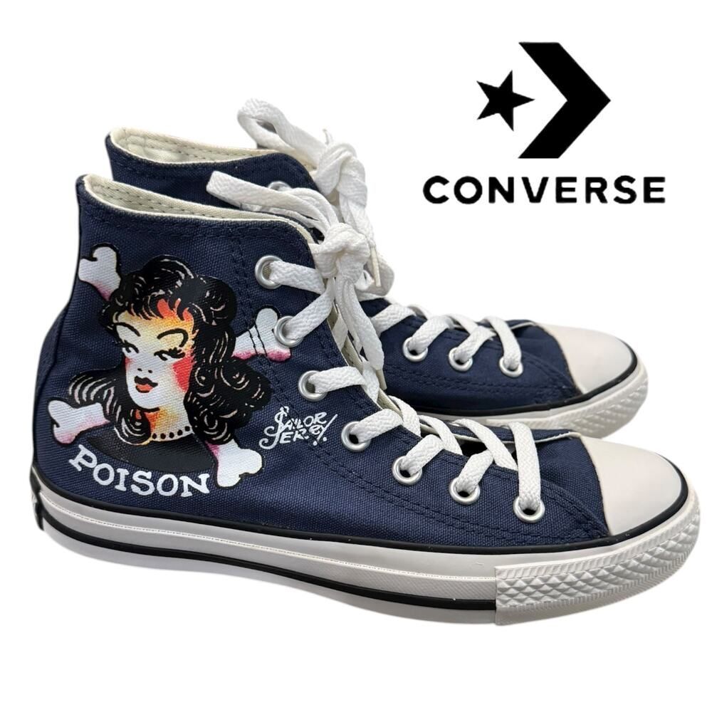 New Converse Chuck Taylor All Star Hi Sailor Jerry Poison Girl Sneakers 5.5